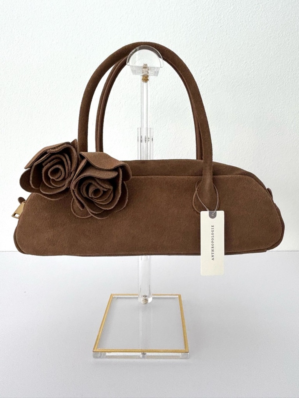 Anthropologie Dolce Vita Boracay Brown Suede Shoulder Bag NWT Removable Charm